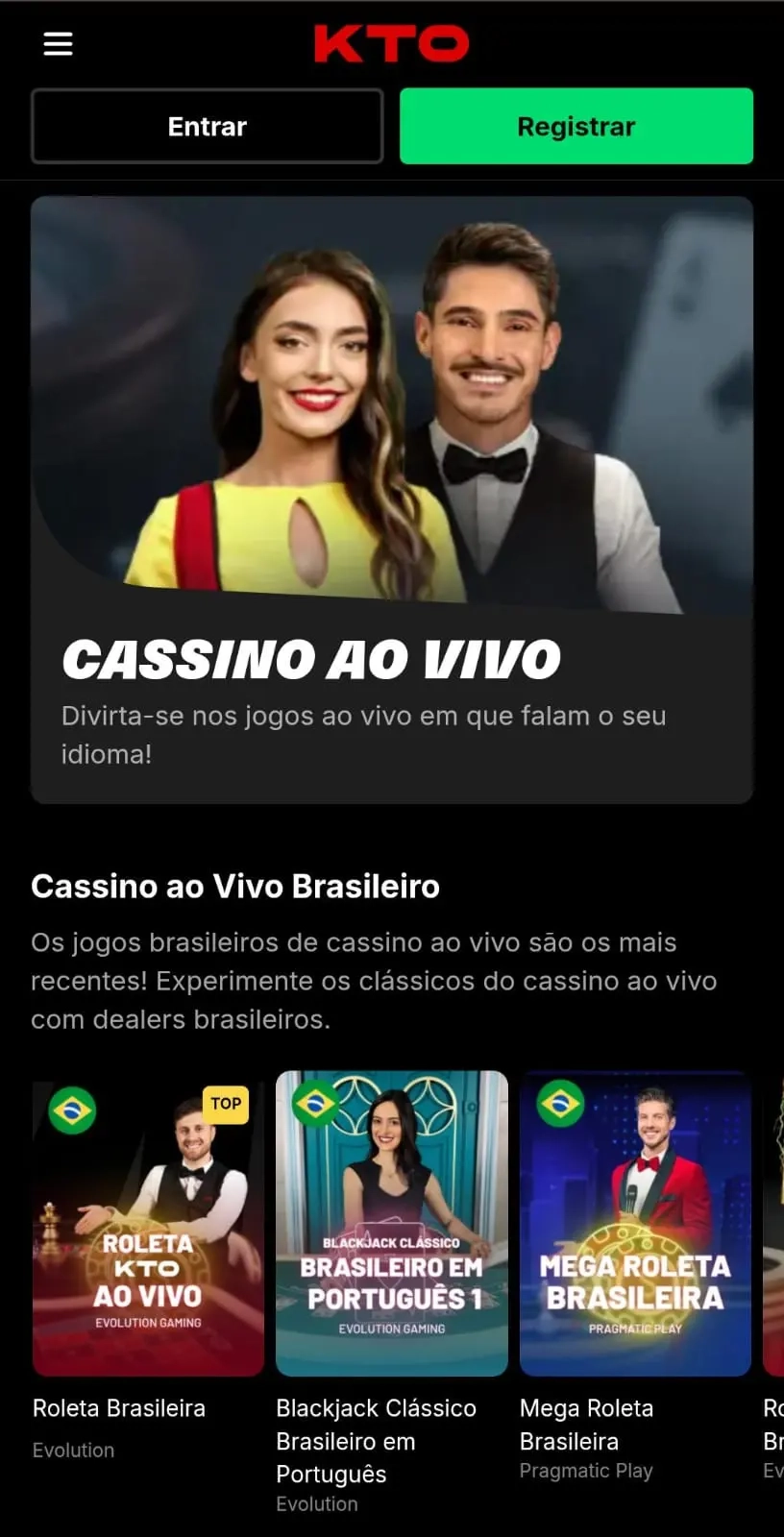 Melhor cassino ao vivo: KTO – melhores cassinos online